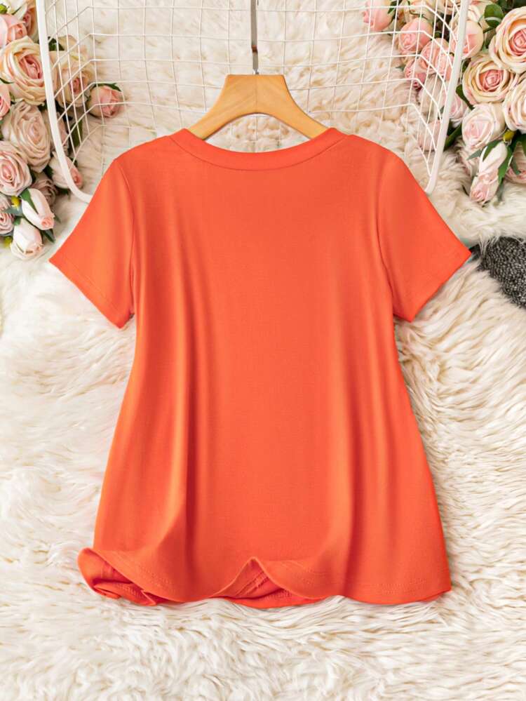 Women V-Neck Embroidered Floral Pattern Simple Daily T-Shirt