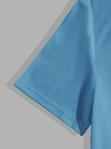 Manfinity VCAY Men Solid Color Simple Daily Knitted Casual Short Sleeve T-Shirt - Blue - View 5