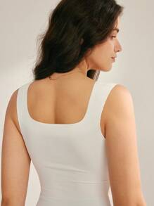 LUVLETTE Dream Curve 2ndSkin White Outfits Wireless Seamless 2-In-1 Built-In Bra Basic Sports Workout Lingerie As Outerwear SizeFreedom Tank Crop Top Comfortable Must-Haves Also Suitable For Teen Girl & Young & Kid Bra-Free Cami