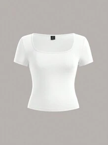 SHEIN EZwear 3 件套黑色、白色和绿色圆领短袖短款休闲修身大码女式 T 恤，夏季 - 彩色 - 查看 6