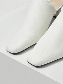 MOTF PREMIUM MINIMALIST SQUARE TOE PUMPS VACATION SHOES SUMMER - White - View 4