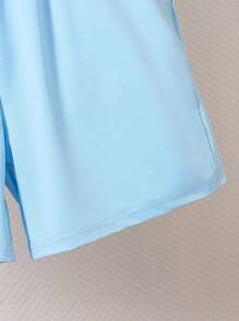 SHEIN Fashionable Summer Short Sleeve Top And Shorts Set With Simple  Face Print For Tween Boys, School, Campus, College