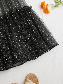 Soleia Glitzernder Transparenter Mesh A-linien Rock - Schwarz - Übersicht 4