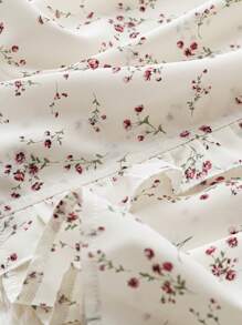 EMERY ROSE Plus Ditsy Floral Print Ruffle Trim Blouse, Summer - Beige - View 3