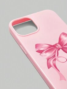 ROMWE Kawaii 1 pieza Funda para teléfono rosa brillante con detalle de lazo compatible con Apple IPhone 11 12 13 14 15 Pro Max