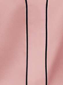 SHEIN Clasi Ladies" Color-Block Notched Collar Shirt With Contrast Trimmed Long Sleeves - Dusty Pink - View 5