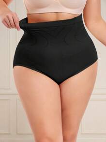 Seamless Plus Size High Waist Triangle Shapewear Panties 1pc - Black - View 4