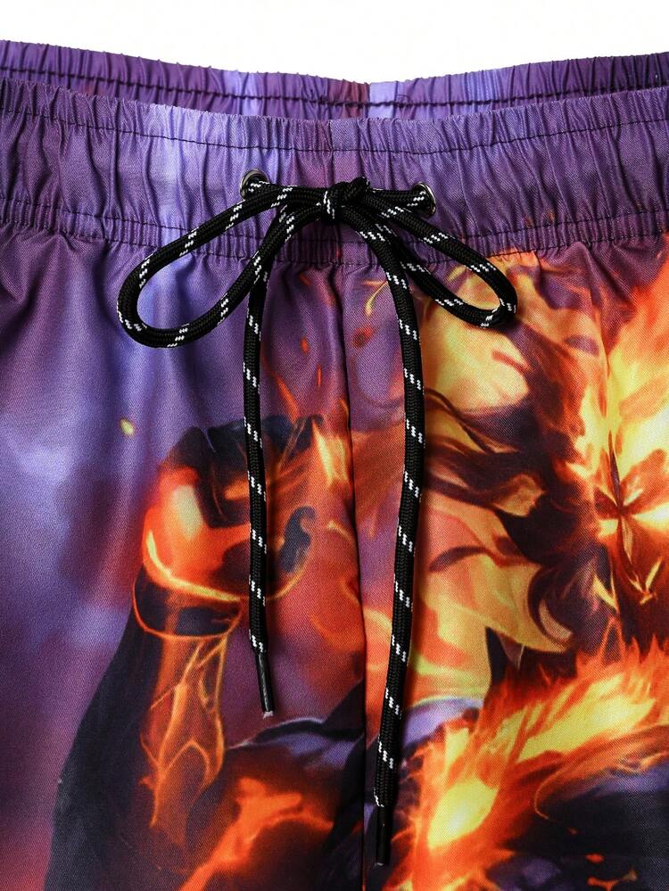 Men Print Simple Daily Beach Shorts