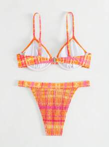 SHEIN Swim Conjunto de bikini casual y elegante para mujeres, conjunto de sujetador y Bottom de bikini para vacaciones en la playa, verano - Multicolor - Ver 5
