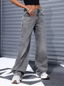 Jeanoix Women Solid Color Low Waist Boyfriend Jeans - Light Grey - View 6