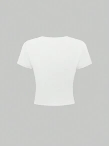 SHEIN Y2K Krokodil Roze Hoge Hak Schoen Gedrukt Dames T-shirt