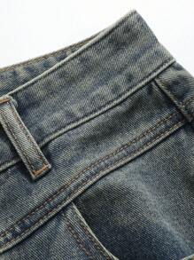 Dazy Designer Women's Vintage Washed Loose Straight Leg Jeans - Blue - View 11