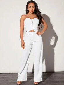 SHEIN SXY Thời trang mùa hè cho nữ màu trơn ngắn Slim Fit quây - trắng - Xem 3