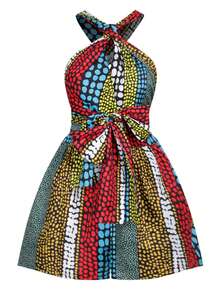 Style Digital Printed DIY Multi-Way Jumpsuit Casual Loose Romper - Red - View 5