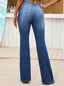 Breezaya Women Casual Flared Jeans With Pockets - Dark Wash - View 2