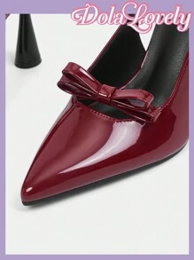 Dola Lovely Women's High Heeled Shoes For Ol Girls, With Bow Knot On The Ankle Strap In Burgundy For Summer Vacation Shoes Summer - Burgundy - View 7