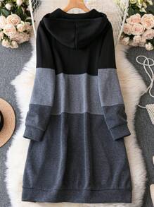 SHEIN LUNE Plus Size Colorblock Zip Up Sweatshirt - Multicolor - View 2