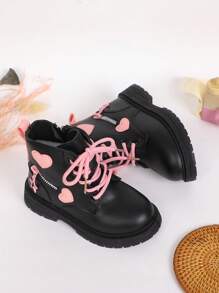 Girls  Boots Autumn And Winter New Flat Children Short Boots Children High-Top Boots Girls Princess Boots Baby Shoes - Black - View 5