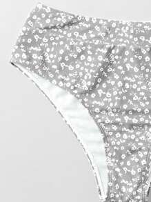 SHEIN Swim 花卉V領夏季沙灘比基尼套裝，隨機花卉印花 - 彩色 - 查看 3