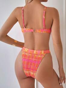 SHEIN Swim Conjunto de bikini casual y elegante para mujeres, conjunto de sujetador y Bottom de bikini para vacaciones en la playa, verano - Multicolor - Ver 4