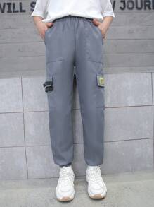 Teen Boy Fashionable Casual Jogger Pants With Large Pockets And Drawstring Closure - Dark Grey - View 6