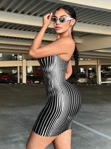 SHEIN SXY 女士條紋筒身緊身迷你連身裙