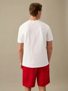 Manfinity VCAY Men Letter Graphic Tee & Drawstring Waist Shorts,Back To School - Red - View 3