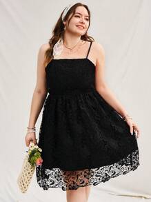 Dreamara Plus Size Party & Vacation Matching: Lace Spaghetti Strap Dress