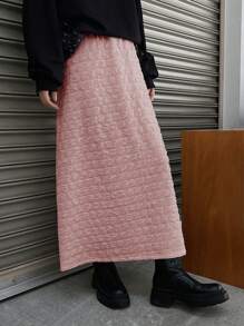 FRIFUL Falda rosa simple de unicolor para uso diario de mujer