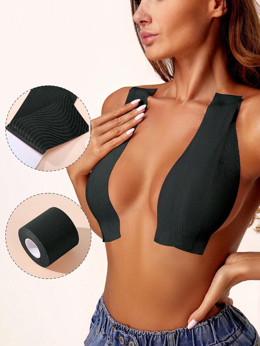 NudeFit Plus Size Elastic Breast Lift Tape, Cut Freely, 1 Roll - Black - View 1