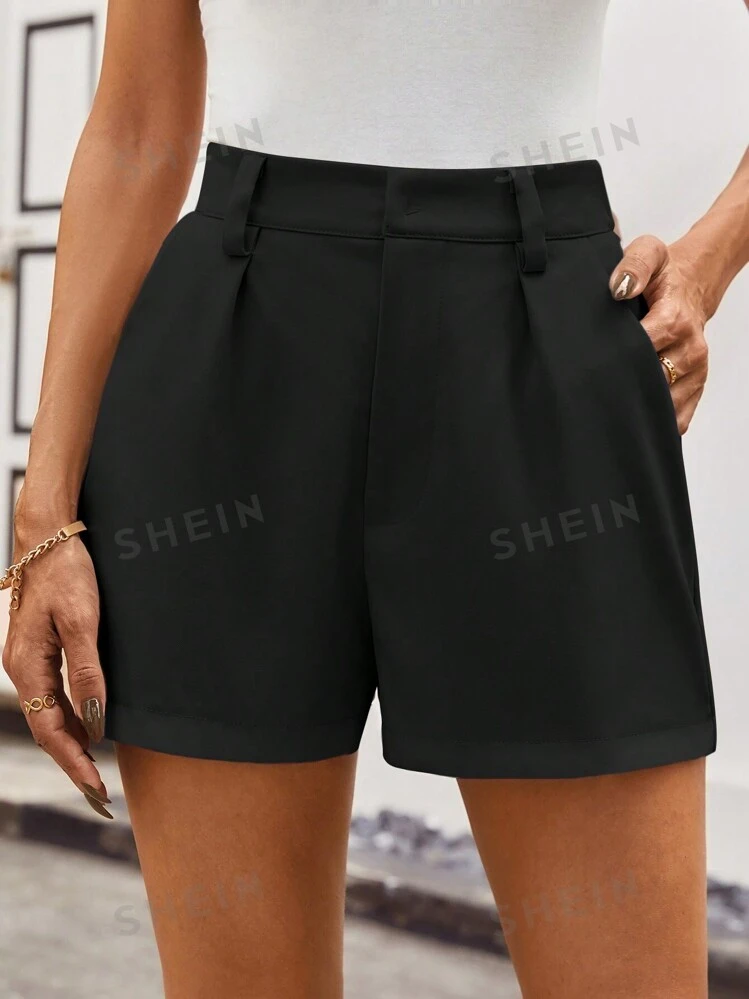 SHEIN Clasi Women s Fashionable Black White Color Block Shorts With Pockets Summer Old Money Style SHEIN South Africa