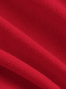 SHEIN MOD Vestido largo de unicolor rojo con cuello halter y pliegues para mujer - Rojo - Ver 3