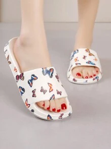 Fashionable Graffiti Slippers For Women, Summer Wear 2024 New Style Dissolving Thick-Soled, Versatile, Height-Enhancing And Ins Open-Toe Slides