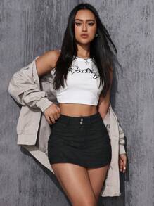 SHEIN EZwear Pantalones cortos de mezclilla sencillos y simples para mujer para uso diario