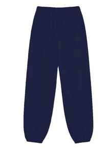 SHEIN EZwear Women Loose Fit Casual Jogger Pants With Letter Print And Elastic Cuffs - Royal Blue - View 2