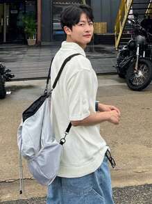 DAZY Men Summer Plain Knit Top,Fall Clothes - White - View 5