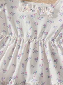 Baby Girl Spring/Summer Fresh And Cute Printed Dress - Apricot - View 5