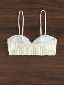 Swim Mod Áo bikini dây mảnh buộc trước bãi biển cho nữ mùa hè, bãi biển mùa hè - Màu be - Xem 2