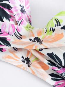 SHEIN Swim 夏季海滩女士度假风格印花比基尼套装花卉图案比基尼套装（带有随机印花图案的聚拢和钢圈） - 彩色 - 查看 7