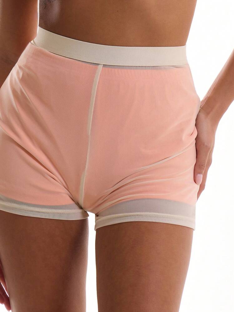 Double Layer Slinky Mesh Shorts Y2k 90's Summer , Padel, Tennis, Pickleball Chic Elegant Vacation Casual