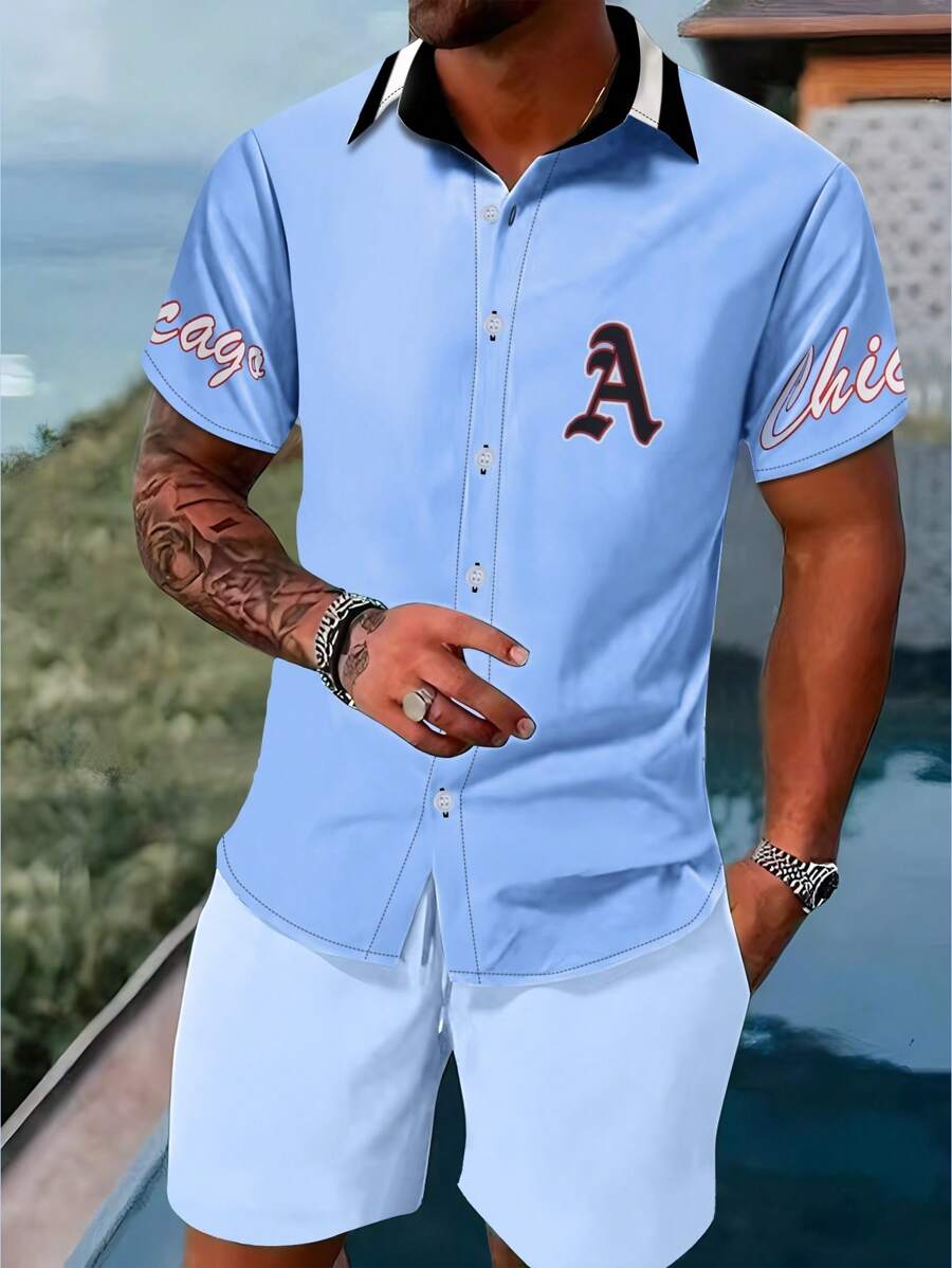 Manfinity Homme Men Fashionable Summer Simple And Versatile Short-Sleeved Shirt - Multicolor - View 1