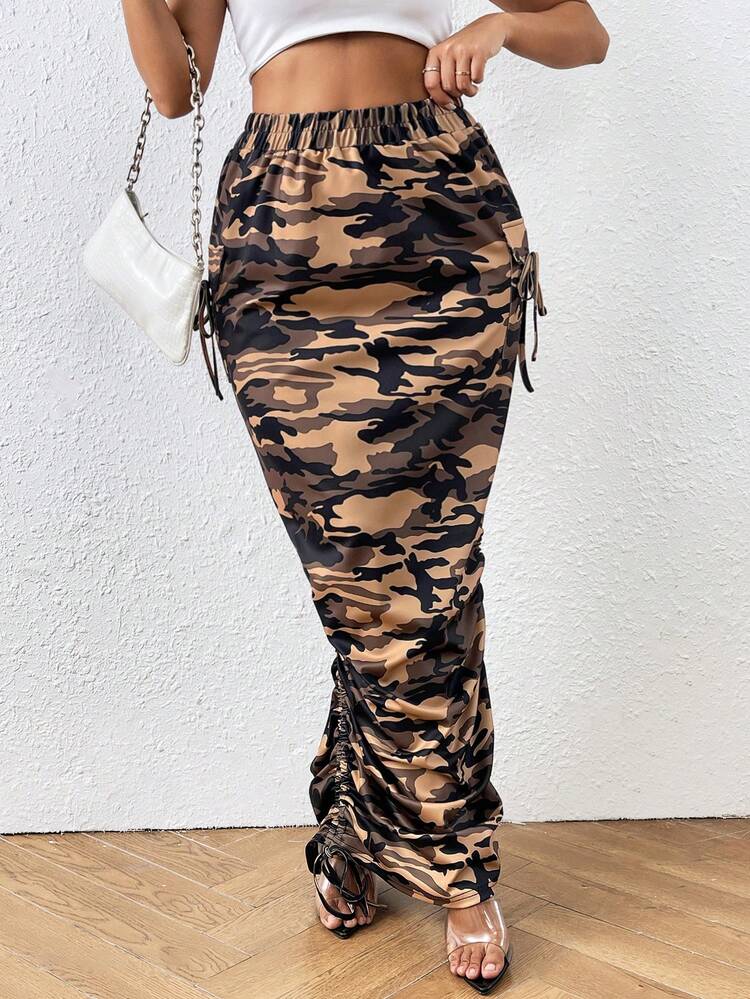 Women's Fashionable Drawstring Design Long Skirt Fall Cloth For Women