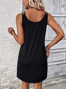 EMERY ROSE Ladies" Solid Color Simple Sleeveless Dress