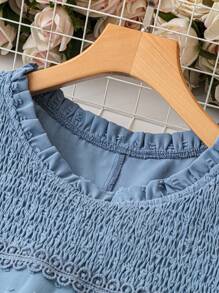 SHEIN LUNE Plus size dames zomer mouwloze tanktop losse pasvorm ronde hals met ruchesdetail