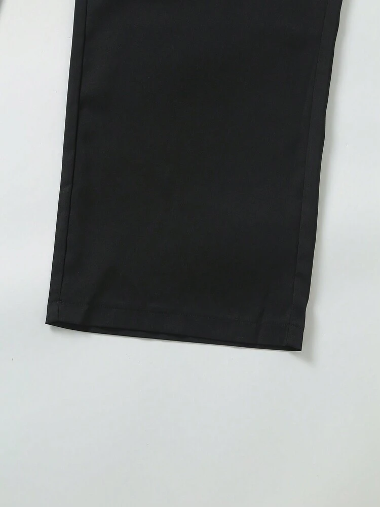 Plus Size Women's Pleated Waist Casual Straight Pants With Chain Detail Fall Cloth For Women
