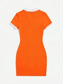 SHEIN EZwear Orange Knitted Women Bodycon Dress For Summer - Orange - View 2