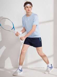 Teen Boy Summer Letter Print Pocketed Casual Sports Shorts - Black - View 5
