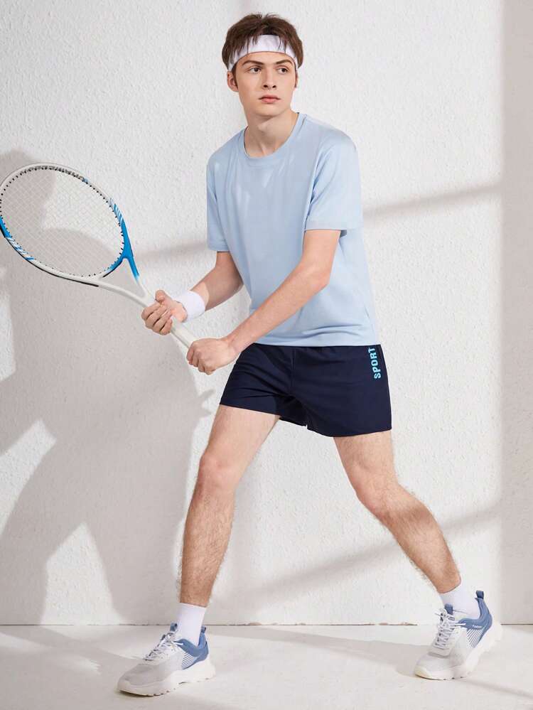 Teen Boy Summer Letter Print Pocketed Casual Sports Shorts