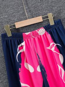 Teen Boy Cartoon Printed Short Sleeve Round Neck T-Shirt + Long Pants Set