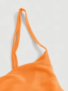 SHEIN MOD Red Prom Ruffle Date Night Ruched Mermaid Hem Cami Dress - Burnt Orange - View 3